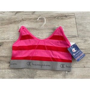 NWT S Small Champion Heritage Bralette Pink Red Stripe Lounge Bra Bra CH50AS